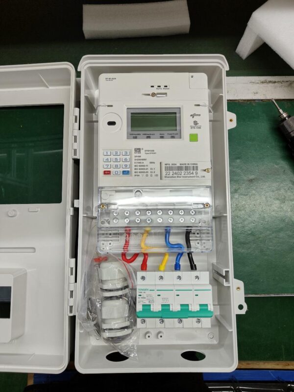 Three phase meter with box and MCB