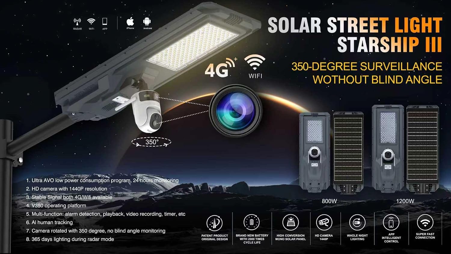 ATE Power Outdoor Solar Camera Wi-Fi with PTZ, Wireless Security Camera - Image 7